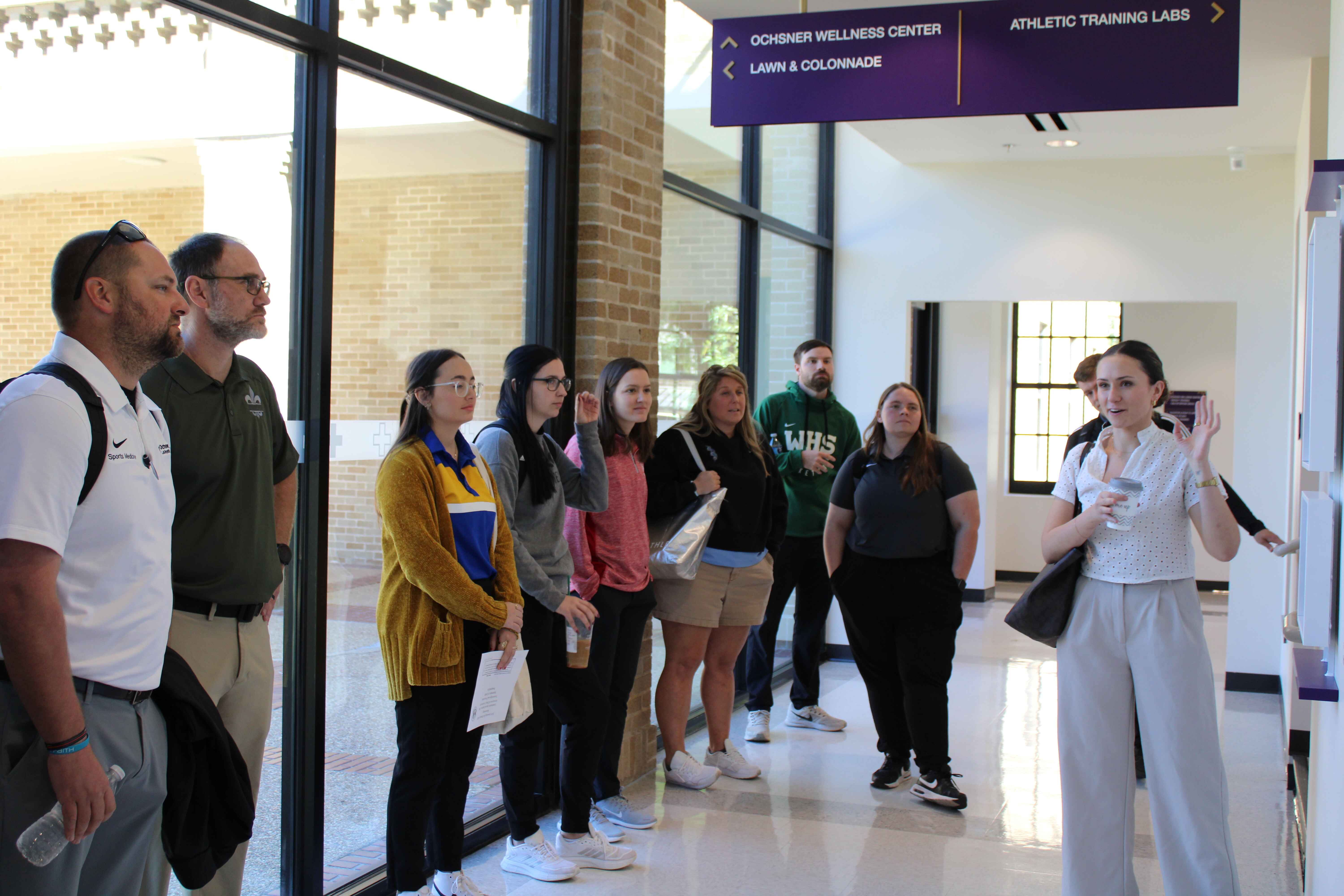 Students tour the labs in the Huey P. Long Field House